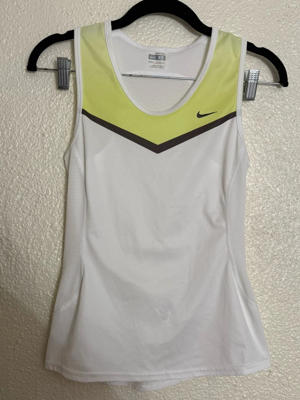 Vintage Nike Women’s White Tank Top with Lime Accent size XS